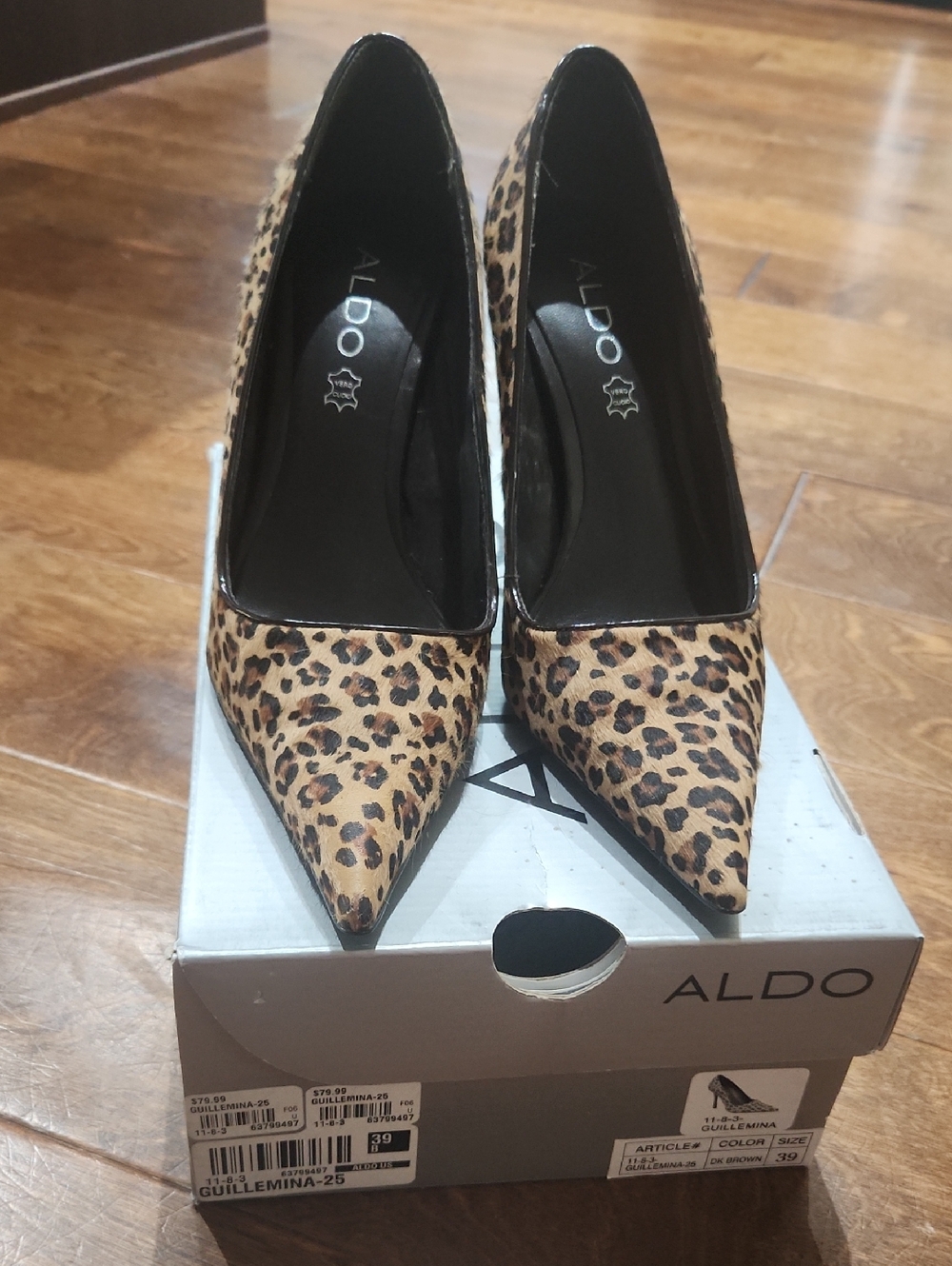 ALDO Leopard Print Pointed Toe Pumps - Tan/Black Size 39